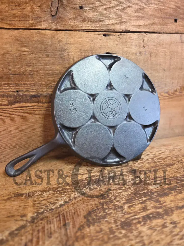 GREAT gift idea! Wagner made Griswold No. 34 Cast Iron Plett Pan with Block Logo, 2980 A