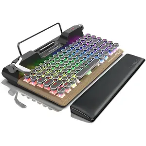 Retro Typewriter Mechanical Gaming Keyboard,  Style  Keyboard with  Bluetooth5.0/Wired/2.4G, True RGB Backlight, Compatible with PC/Laptop/Tablet/Phone
