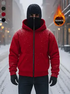 Men's Extreme Cold Fleece Mask Hoodie Zipper Sweatshirt, Multiple Colors Available, Warmth Locking, Windproof Face Mask, Winter Outdoor Wear