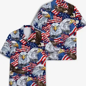USA Birthday 250th Anniversary Hawaiian Shirt, Patriotic Eagle Style Aloha Button Down Shirt, Tropical Summer Aloha Short Sleeve, Gift for Him or Her
