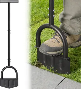 Edger Lawn Tool, 41.8” Manual Lawn Edger Tool with Ergonomic T-Grip & Wide Footplate, Metal Half Moon Grass Edgers for Garden Yard Landscaping Maintenance REILEIHODE