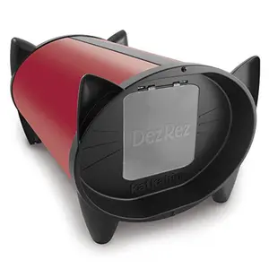 212 MAIN Brinsea Products KatKabin DezRez Feline Outdoor House - Scarlet Red, Fade-Resistant, Oval Shape, Sturdy Fixings, Ventilation System, Airflow Boost, Unique Feline Design