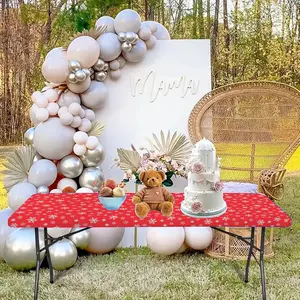 6FT Elastic Stretch Tablecloth - 6 Patterns: Snowflake/Gingham/Buffalo Plaid fitted  table  cloth party  table  cloth spandex tablecloth