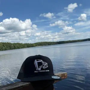 Excavator 5 Panel Hat Adj Trade Wear - Black Trucker Style Cap with White Graphic Design