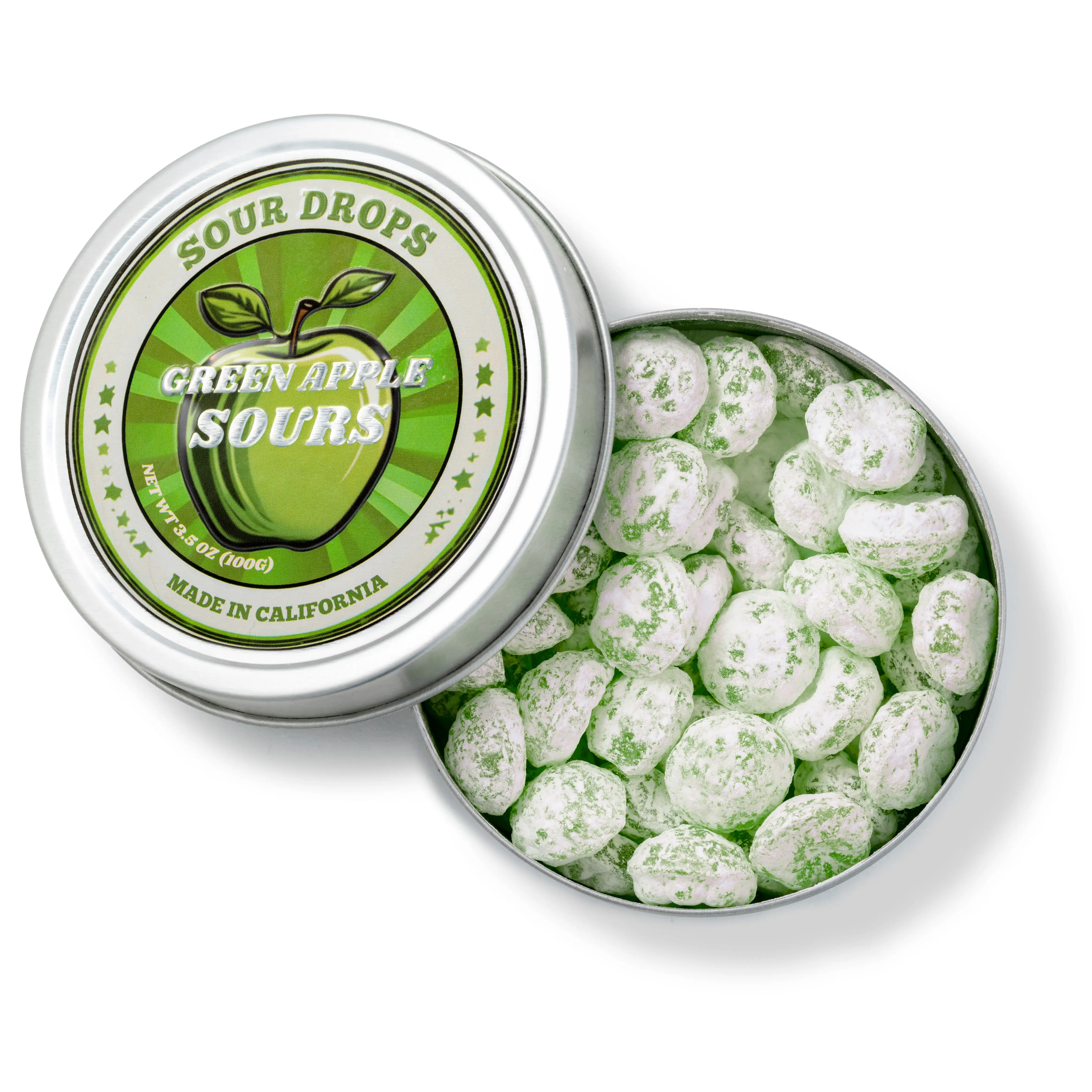 Sour Drops Dye-Free Green Apple Sours Hard Candy Sweet Snack Tangy