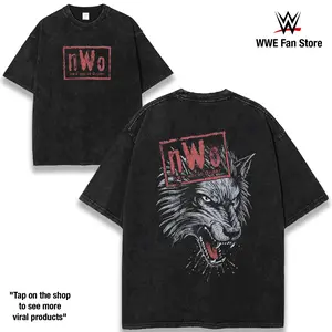 Goodie Two Sleeves Black nWo Wolfpack Graphic T-Shirt 230GSM Washed Cotton Vintage Tee New World Order Kevin Nash Scott Hall Hulk Hogan Syxx Eric Bischoff WCW Wrestling Legend Fan Gift Men Top Streetwear