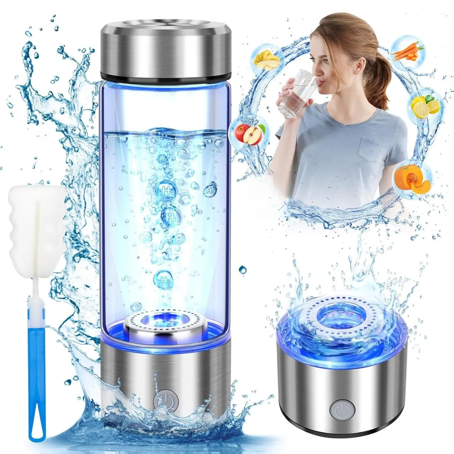 Hydrogen Water Bottle 2025 Upgrade SPE PEM Technology 420ml Portable Water Ionizer for Office Travel Fitness & Everyday Hydration Health Enhancing Alkaline Water Generator