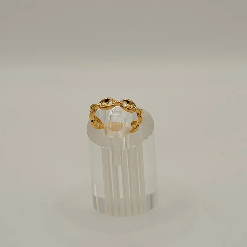 Women's 925 Sterling Silver Gold-Plated Interlocking Link Band Ring