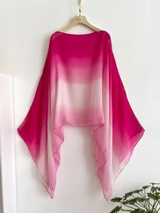 women's ombre pink print viscose shawl, casual versatile pastel wrap scarf for summer, fashion chic modern accessories for party for women & girls, cashmere pashmina