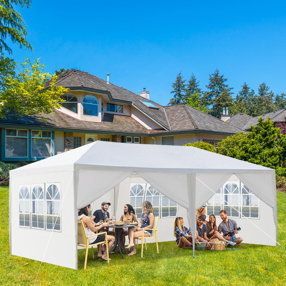 10'x20' Outdoor Party Tent with 6 Removable Sidewalls Waterproof Canopy Patio Wedding Gazebo White for Events