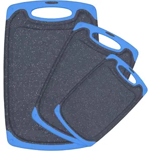 Cutting Boards for Kitchen, Large-Small Cutting Board Set of 3, Dishwasher Safe, Juice Groove, Easy Grip Handle, Non-Slip Rubber Cutting Board