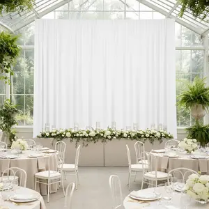 White 4-Way Stretch Spandex Backdrop Curtain, Wrinkle-Free Event Drapes with Rod Pockets - 5ft x 20ft