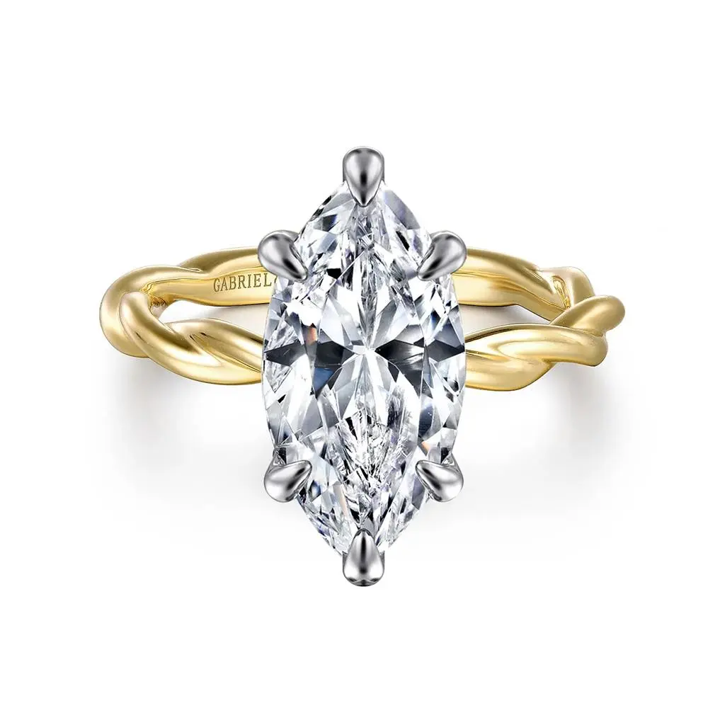 14kt Two-Tone Marquise 6-Prong Diamond Engagement Ring