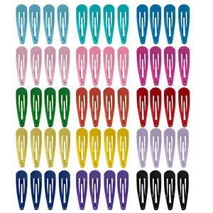 40PCS Colorful Metal Snap Hair Clips, 2 Inch Barrettes in 40 Assorted Candy Colors, Non-Slip Hair Accessories for Kids Teens Women