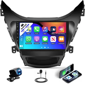 2+64G Android Car Stereo for Hyundai Elantra 2011 2012 2013 Carplay Android Auto Mirror Link Change Wallpaper Theme 9 inch Touchscreen Radio FM RDS HiFi Bluetooth WiFi GPS+ AHD Camera & MIC