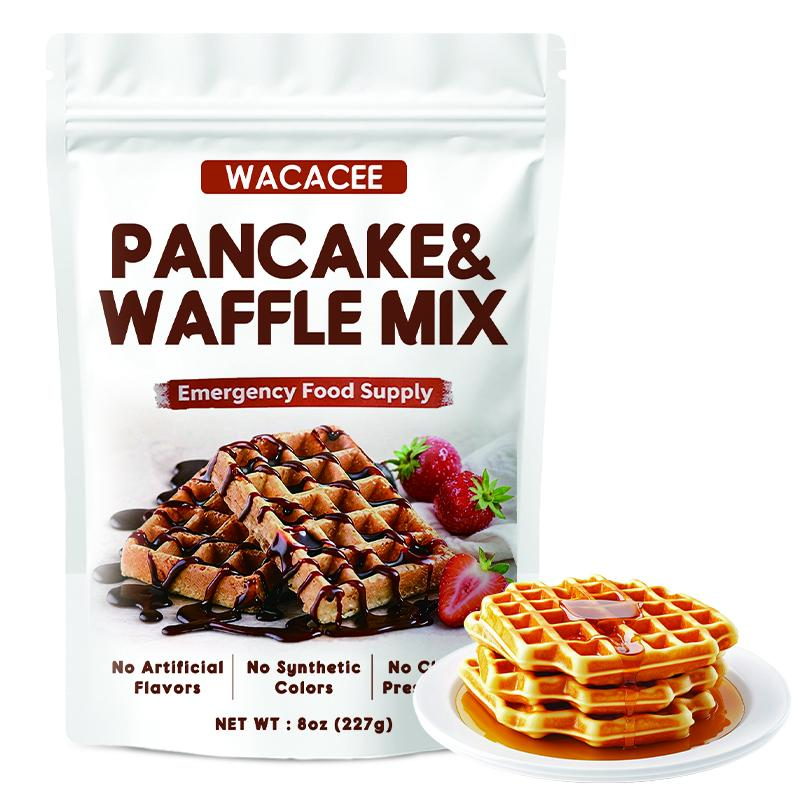 WACACEE Rich Milk-Flavored Fine Powder Waffle Mix - 8oz (227g), 24-Month Shelf Life, Sweet Grain Ingredients, Precise Ratios, Add Water & Bake, Crispy Exterior & Soft Interior, Home Baking Ingredient, Inviting Golden Color Afternoon Tea Treat