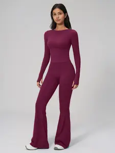 Women's Sportswear Set, Long Sleeve Top + High Waist Pants, Comfortable Breathable Outdoor Workout Gear, Running Fitness Training