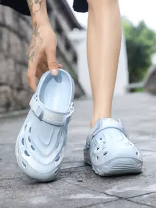 Women's Light Blue Platform Clogs: Height-Increasing Slimming + Removable Backstrap, Daily Casual Shoes