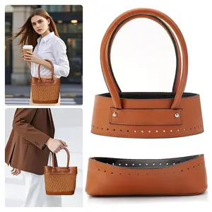 Portable Cover Three-Dimensional Bag Bottom Two-Piece Set, Hand-Woven Material Bag with Holes, for Crochet Projects, Sewing Additions, And Crafts, Faux Leather Handbag Making Kit, Wallet Making, DIY Wallet Making