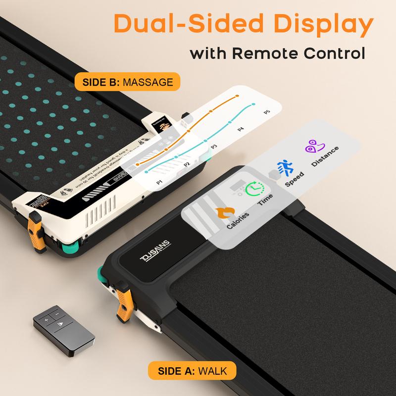 Tousains Walking Pad, Under Desk Treadmill, Walking Treadmill 2 in 1 for Home/Office with Remote Control, Portable Treadmill (Black, 1 Year Warranty) TiktokBlackFriday