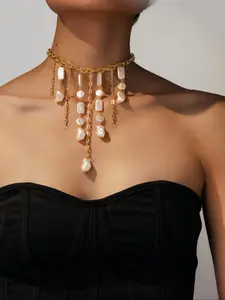 Women's Elegant Irregular Shaped Faux Pearl Decor Choker, Boho Style Jewelry for Party, Daily Clothing Decor, Trendy All-match & Exquisite Jewelry for Birthday Gift, Boho Style Necklace