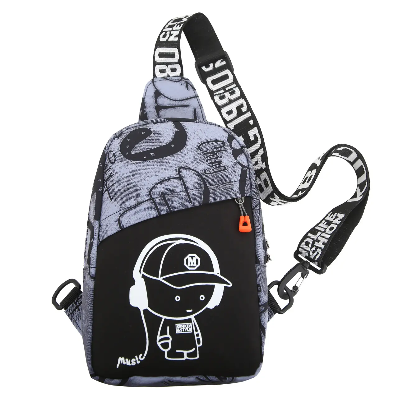 Black with blue chest bag