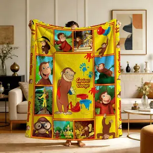 Comfortable Monkey Print Flannel Blanket, Soft and Warm, Ideal for Nap, Camping, Travel, Perfect Gift for All Seasons