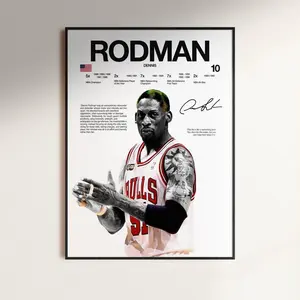 Dennis Rodman Poster, NBA Wall Print, Basketball  NBA Poster Print, Sports Decor, Chicago Bulls Poster, NBA Gift