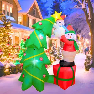 6FT Inflatable Snowman with Tree Outdoor Decoration