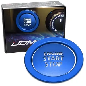 iJDMTOY Sports Blue Engine Start/Stop Push Start Button Decoration Cover & Surrounding Ring Trim, For Toyota Camry Tacoma Tundra Avalon RAV4 Mirai Corolla Gasoline Engine Version, etc