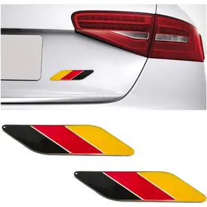 2 PCS 3D Tricolor Flag Emblem, Aluminum Car Front Fender Badge Sign Emblem, Auto Stickers and Declaration Decals, Universal Exterior Decor Accessories for All Vehicles (Germany)