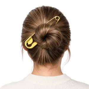 Mega Safety Pin Hair Clip Large, 2026 New Metal Hair Pins for All Hair Types, Giant Safety HairPin for Women Hairstyle Accessories (Gold)