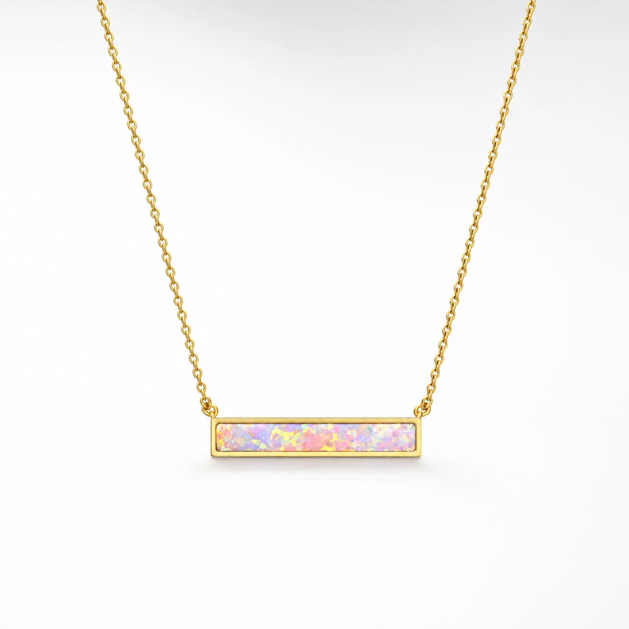 Opal Bar Necklace  Water Resistant