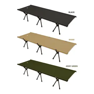 The Adventure Portable Camping Cot - Adjustable Height, Hook & Loop Storage, 7075 Aluminum Poles, 300D Polyester Oxford Cloth, Black/Khaki/Army Green