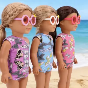 Charming 18 Inch American Doll Clothing Set, Includes Swimsuit & Glasses, Fits 43cm Dolls, Perfect Gift for Kids over 3 Years