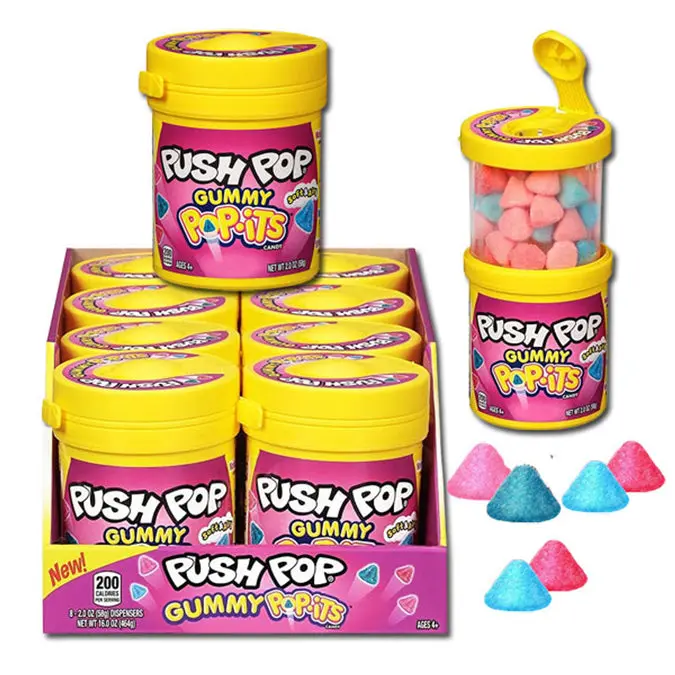 Push Pop Gummy Pop Its Soft Candy  Cup 8ct Tray