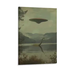 Loch Ness Monster Art UFO Poster Poster Canvas Wall Art For Bedroom Decor Bar Office Room Decor Gift