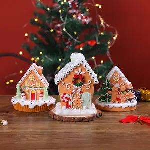 Christmas Resin House Decoration, Gingerbread Family Decor, Festive Desktop Ornament, Holiday Gift for Friends & Family