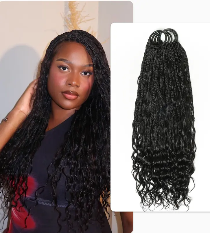 JALIZA Kiki Crochet Braids, Lightweight Boho Deep Wave with Human Hair Curls and Pre-Looped Ends, 100 Strands for a Full Look, 12-30 Inch, Boho Braids, Deep Wave Hairstyles, Everyday Wear, Multi-Size