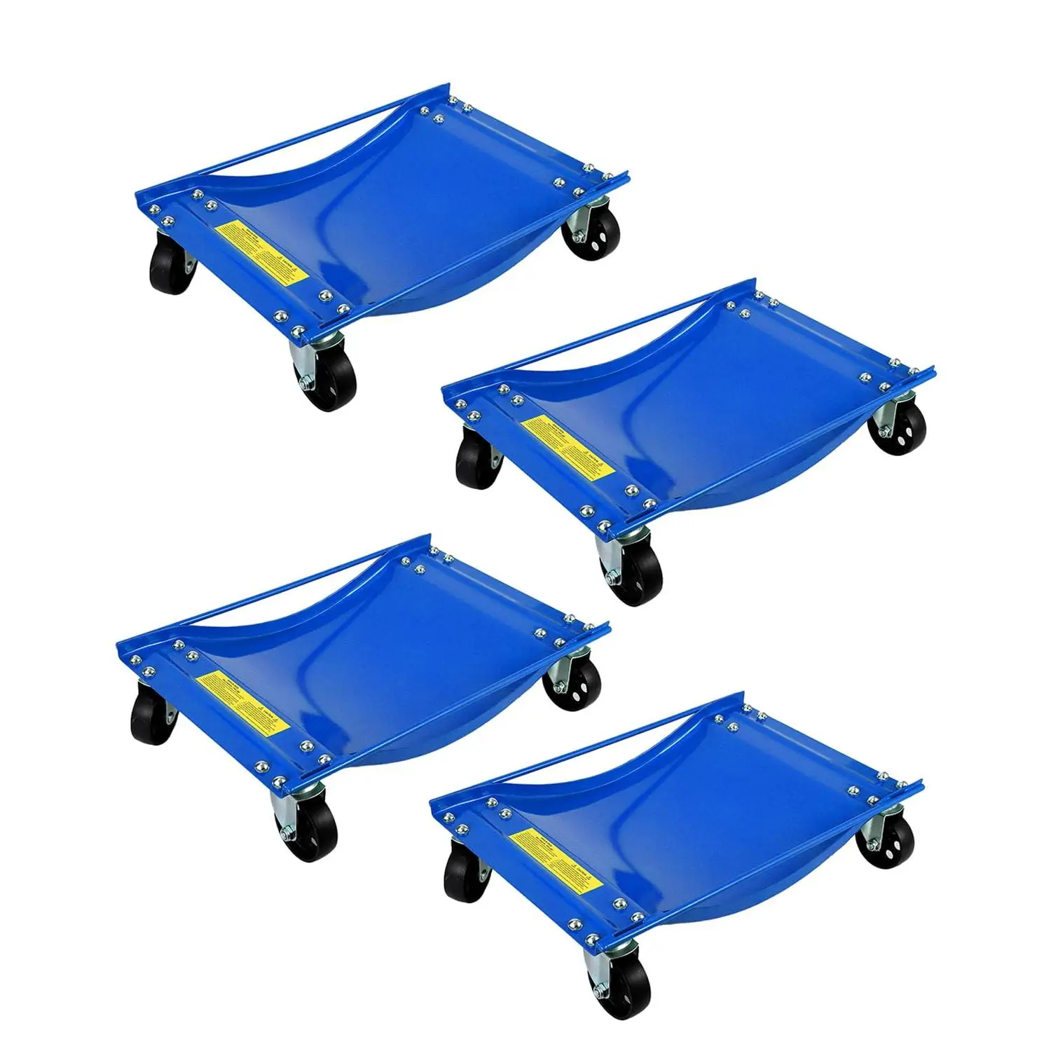 GARVEE Blue Car Dolly Set of 4, 10000LBS Capacity Heavy Duty Vehicle Dolly, Upgraded Curved Design with Side Rails, 4 Swivel Casters per Unit, 24x15 inches Wheel Skates for Garage, SUV, ATV