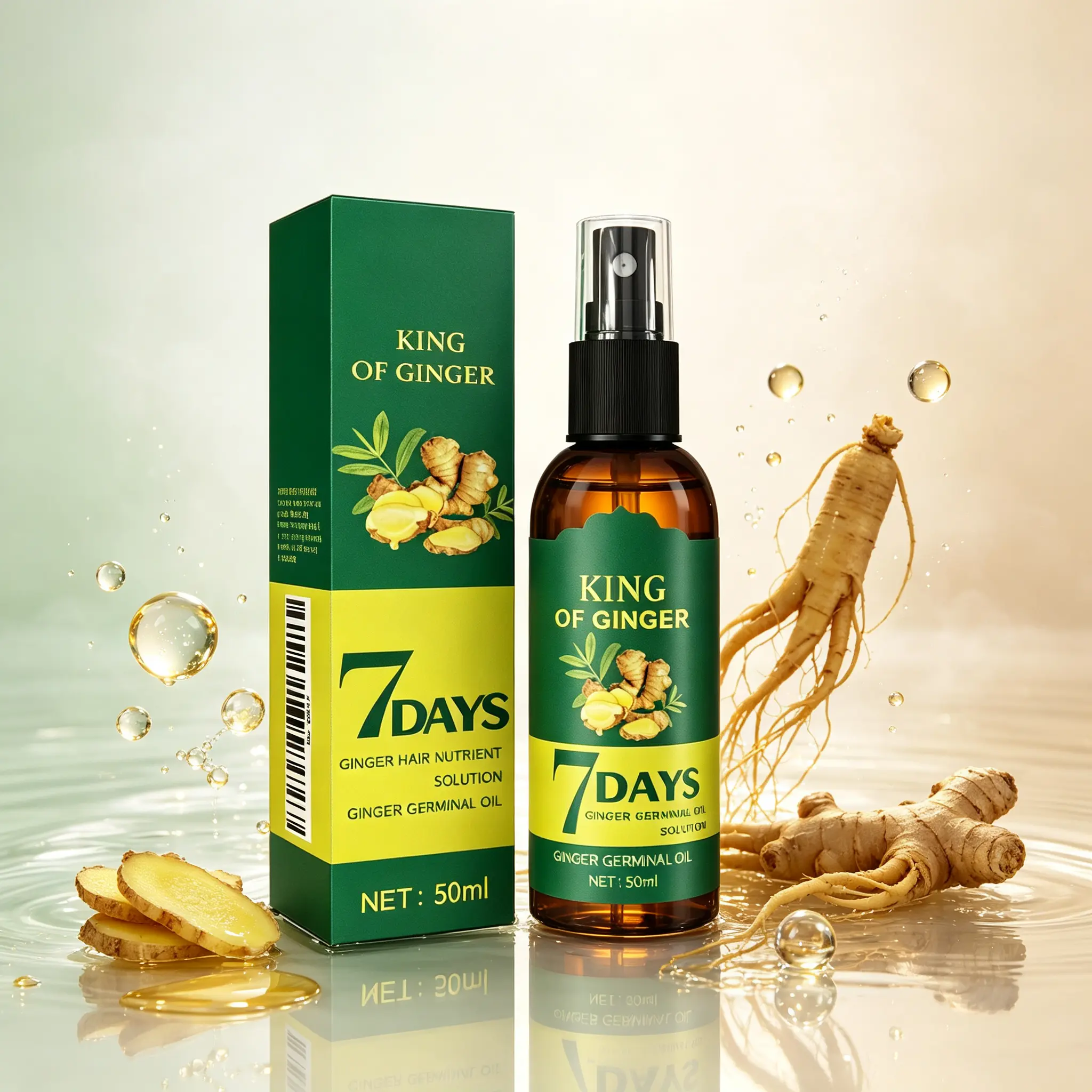 Ginger Nourishing Hair Serum – Lightweight, Fast-Absorbing Formula Infused with Pure Ginger Extract to Help Condition, Soften & Revitalize Dry, Stressed Hair | Daily Scalp & Strand Care for Healthier-Looking Hair | 50ml