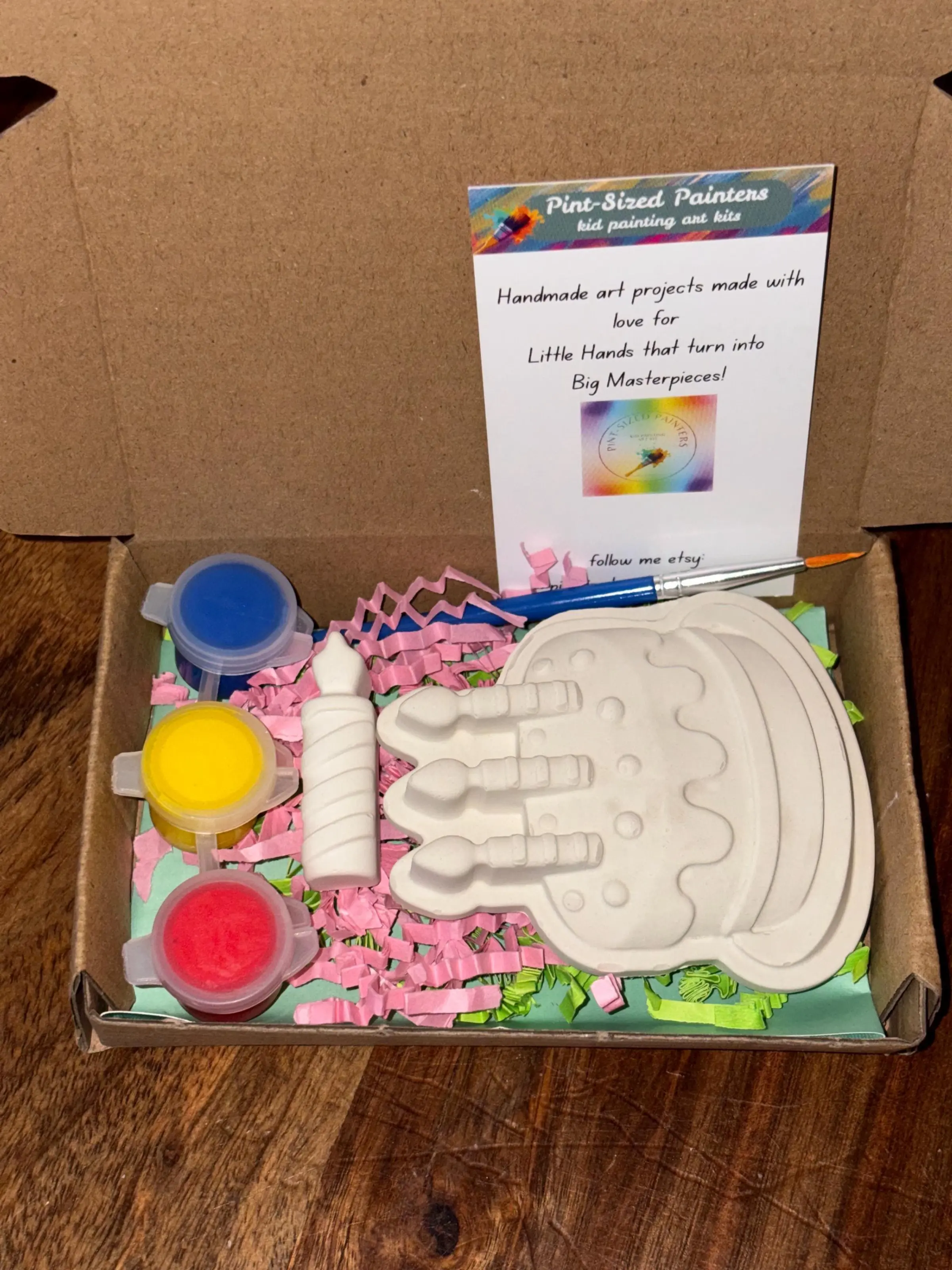 Birthday Cake Paint Kit for Kids | DIY Birthday Craft | Party Favor Activity | Plaster Painting Kit | Kids Art Gift | Screen-Free Fun