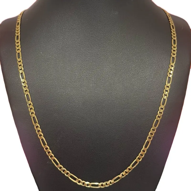 14k SOLID Gold Necklace Figaro Style 20” Long 2.5mm Width Classic Chain for Everyday Wear Elegant Accessory