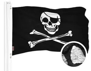 G128 Pirate Jolly Roger Bones Flag | 1x1.5 Ft | ToughWeave Series Embroidered 300D Polyester | Novelty Flag, Embroidered Design, Indoor/Outdoor, Brass Grommets