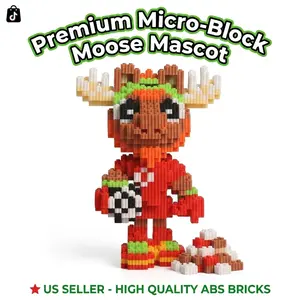 1000+ Pcs Moose Soccer Mascot Micro-Building Bricks - 7.5 Inch Mini Block 3D Puzzle Display Piece, Focus & Skill Building Construction Kit, Cool Hobby Gift for Guys