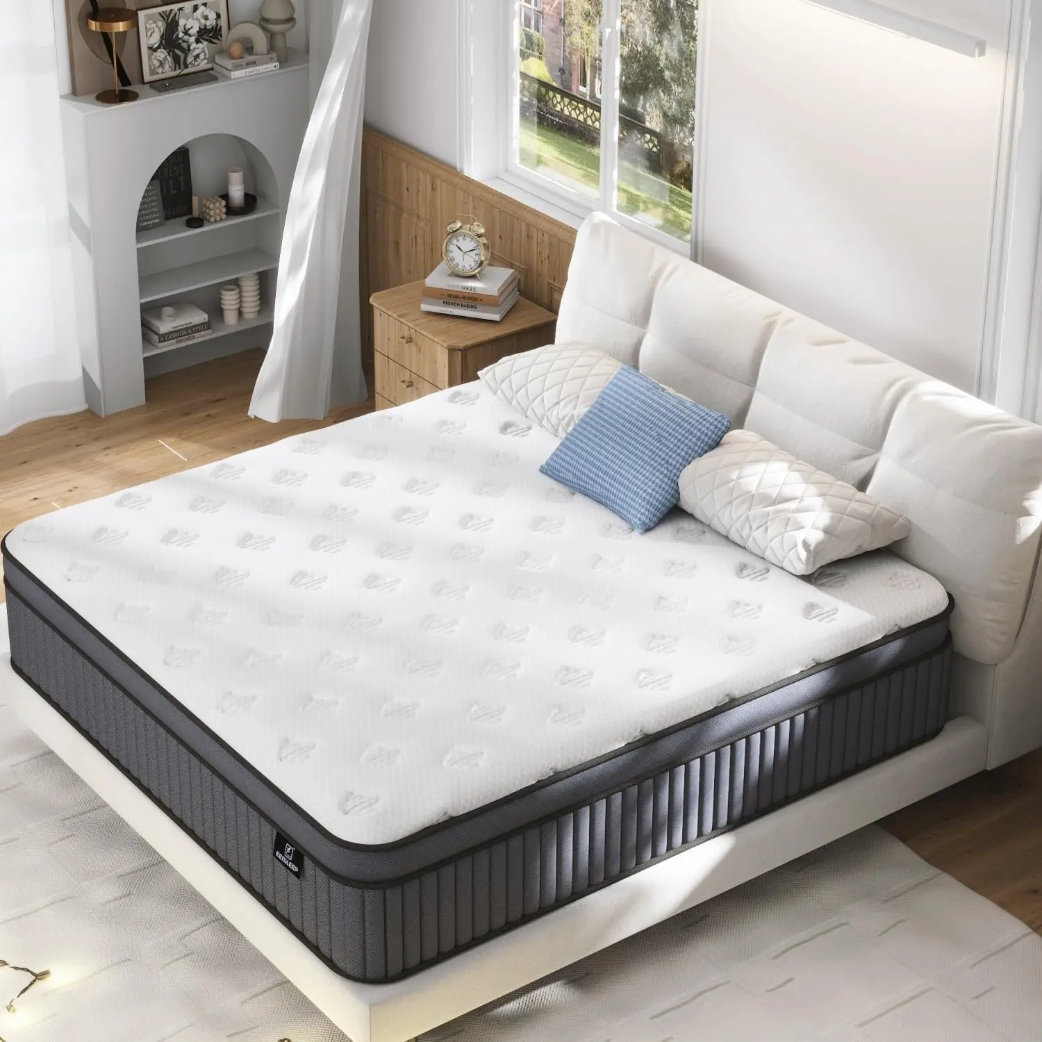 Firm King Size Mattress [Enhanced], 12 Inch King Mattress in A Box, Hybrid Mattresses with Gel Memory Foam & Independent Pocket Springs, Pressure Relief, Cooling, Additional Support, 365-Night Trial