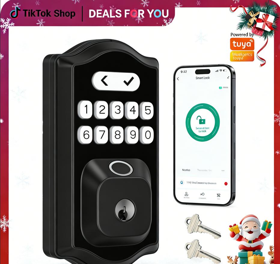 Entry Door Fingerprint Door with App Control SmartDeadbolt for Front Doors biometric smart lock deadbolt Anti-Theft Fingerprint Door Lock handle security trigger combination one-touch keyless electronic child safety childproof reinforcement lock knob
