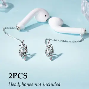 2pcs Earphone Anti-Lost Chain,Anti-Drop Artifact Metal Leaves Simple Ear Chain Earbone Clip,BT Wireless Earphone Protection Ear Hanger Ear Chain Earbone Clip Ear Hole ,Earphone Anti-Lost Chain Wireless Compatible With Apple Airpods ,Wireless Headphones,An