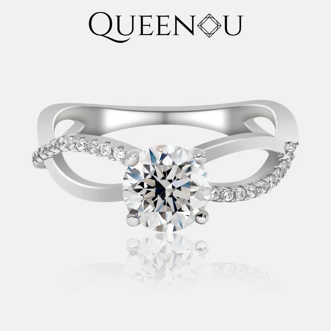 【862】Valentine's Flash Serene Twist Synthetic Moissanite Ring – Elegant Design with a Unique Twist, Perfect for Engagements, Anniversaries, or Everyday Elegance.