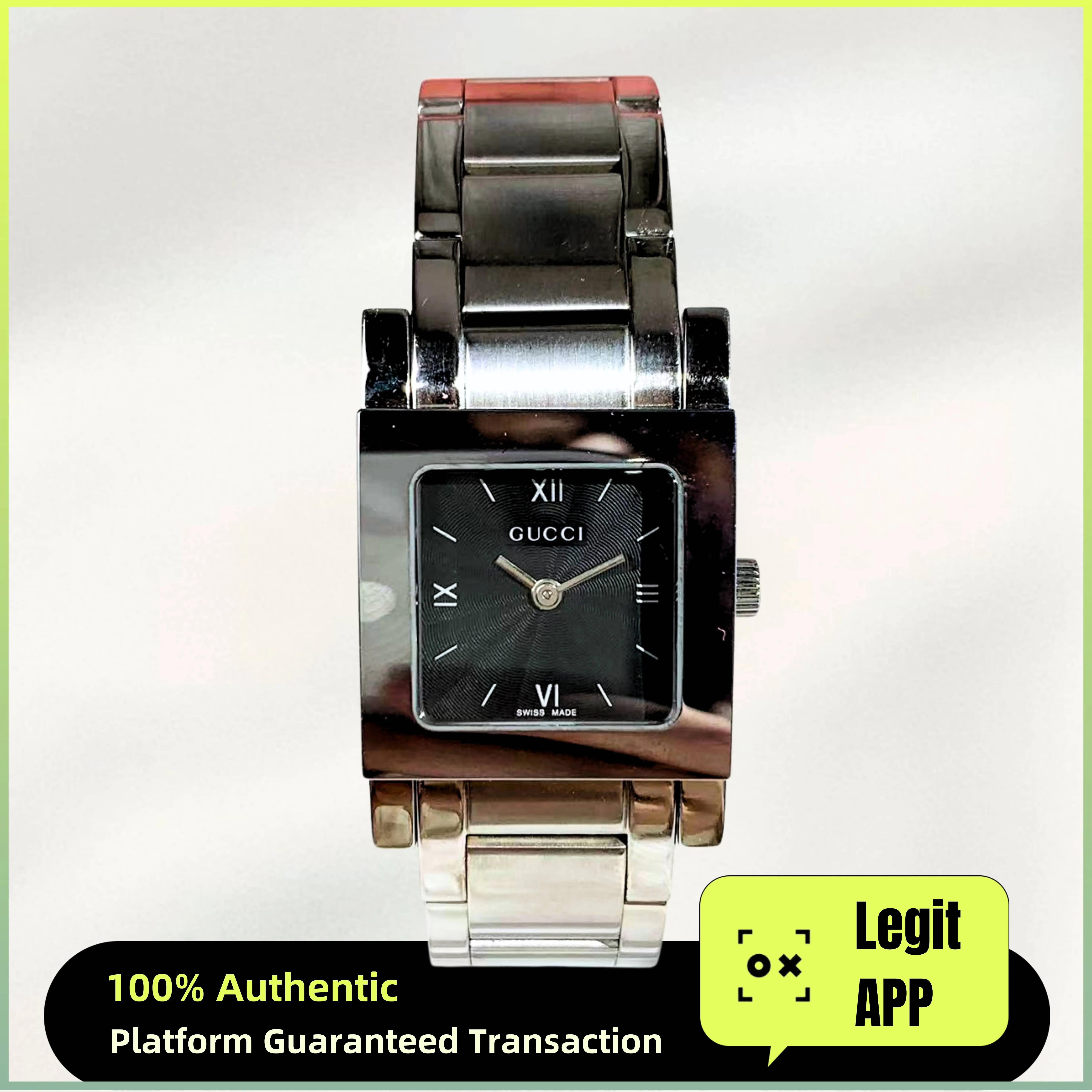 Gucci Vintage Quartz - Black Dial, Steel Bracelet Ladies Watch 11892373
